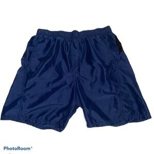 Vintage Nike Spellout Swim Trunks Navy Size Large